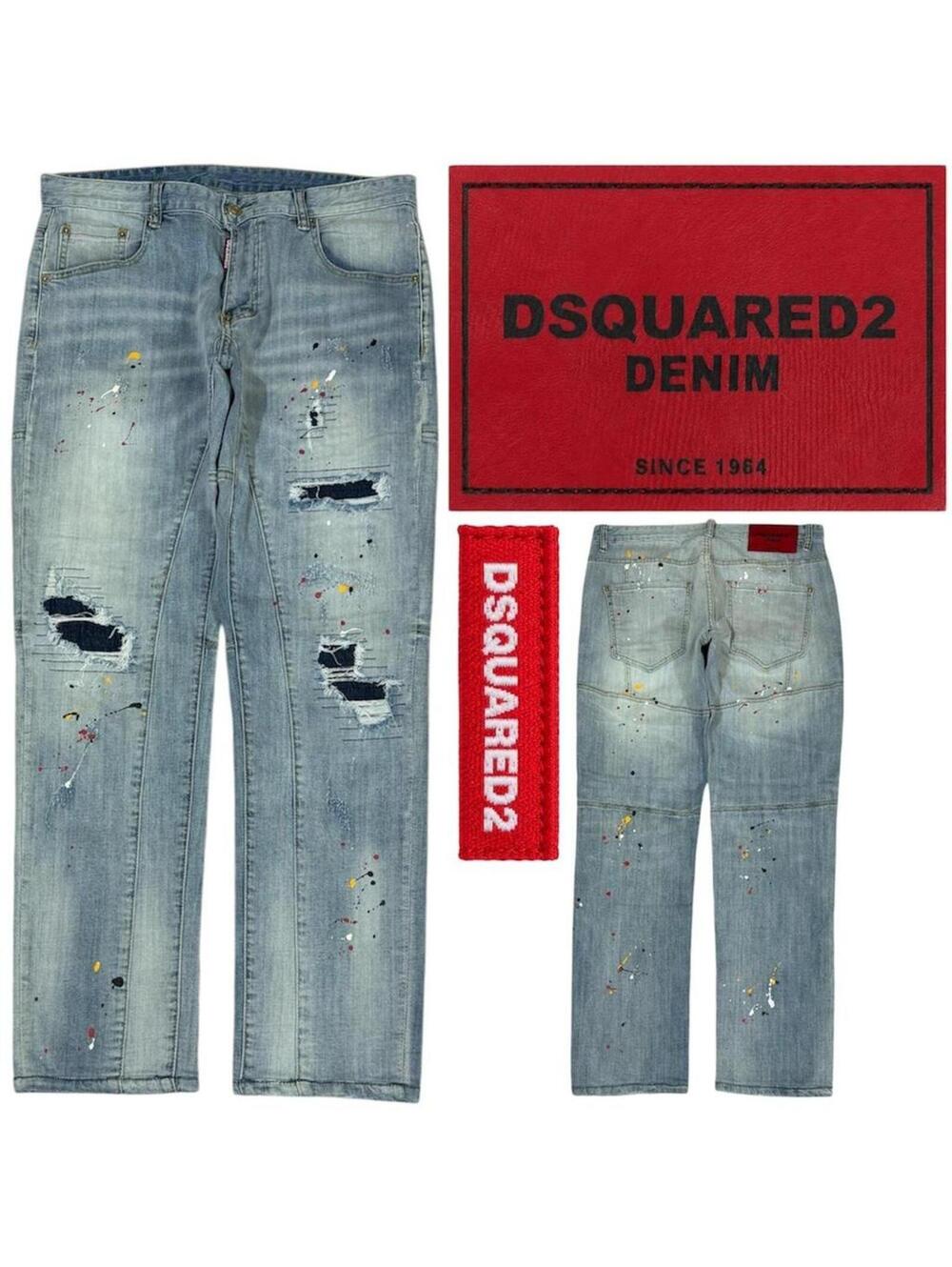 DSQUARED2 ripped look with paint splatter design